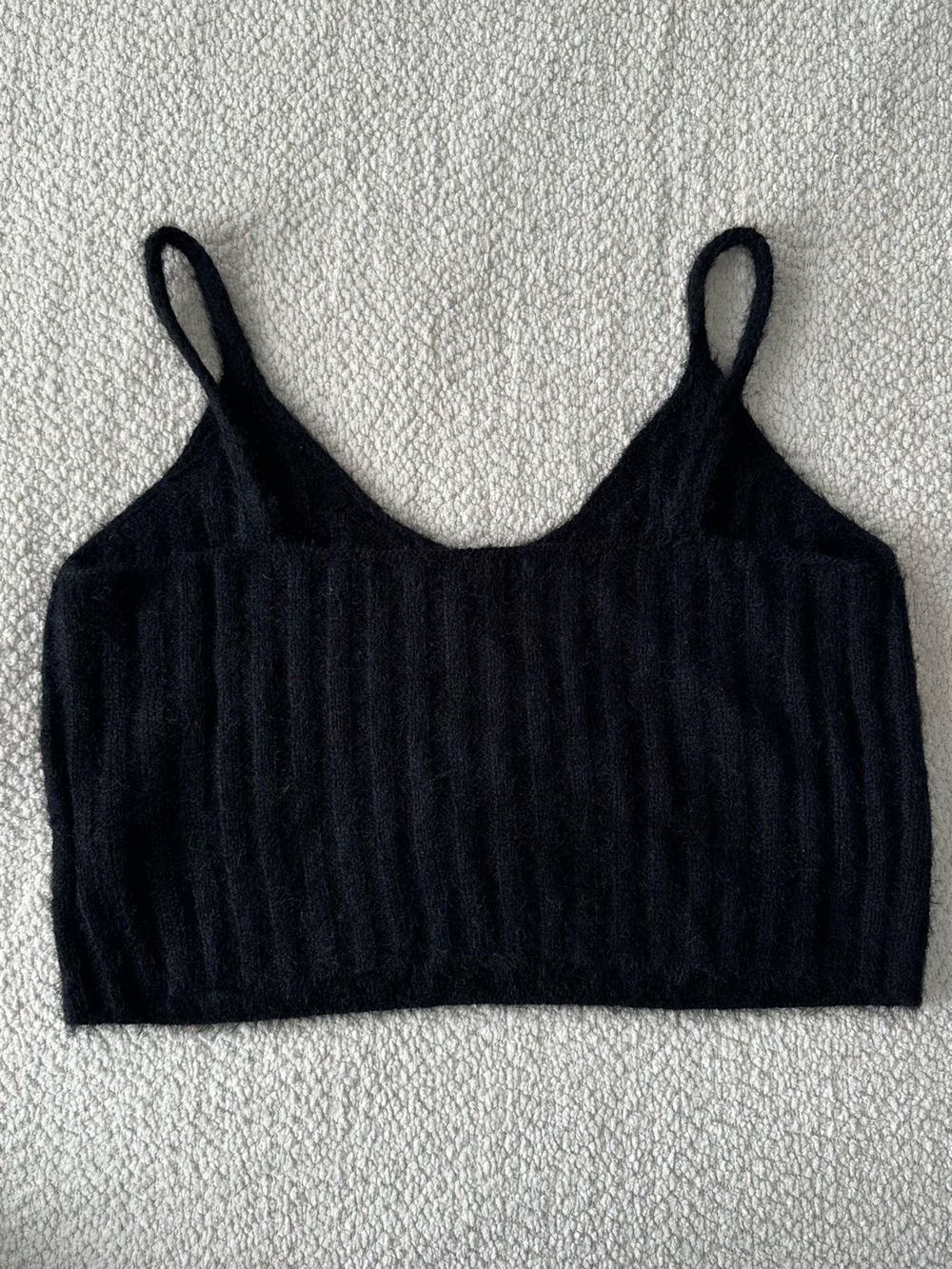 Papermoon Black Ribbed Knit Crop Cami